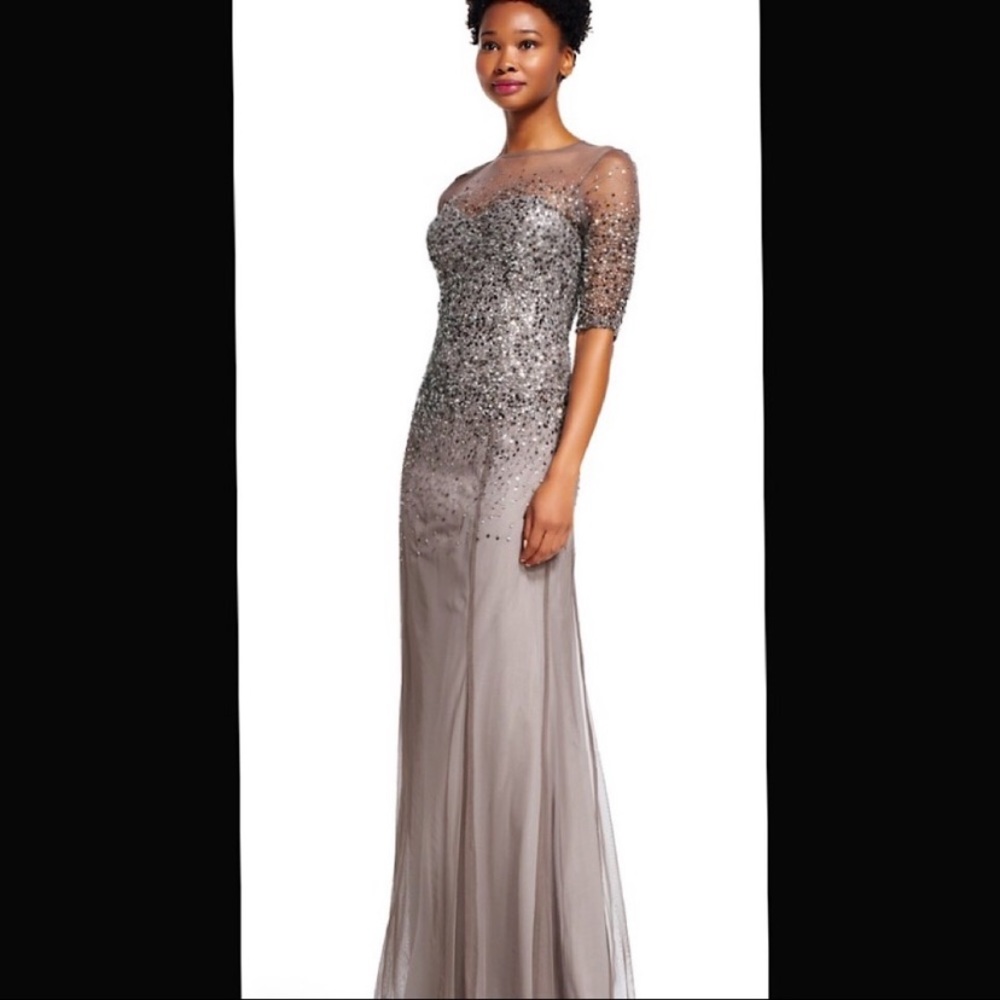 Adrianna papell PLUS SIZE beaded SWEETHEART ILLUSION NECKLINE DRESS - Picture 11 of 16